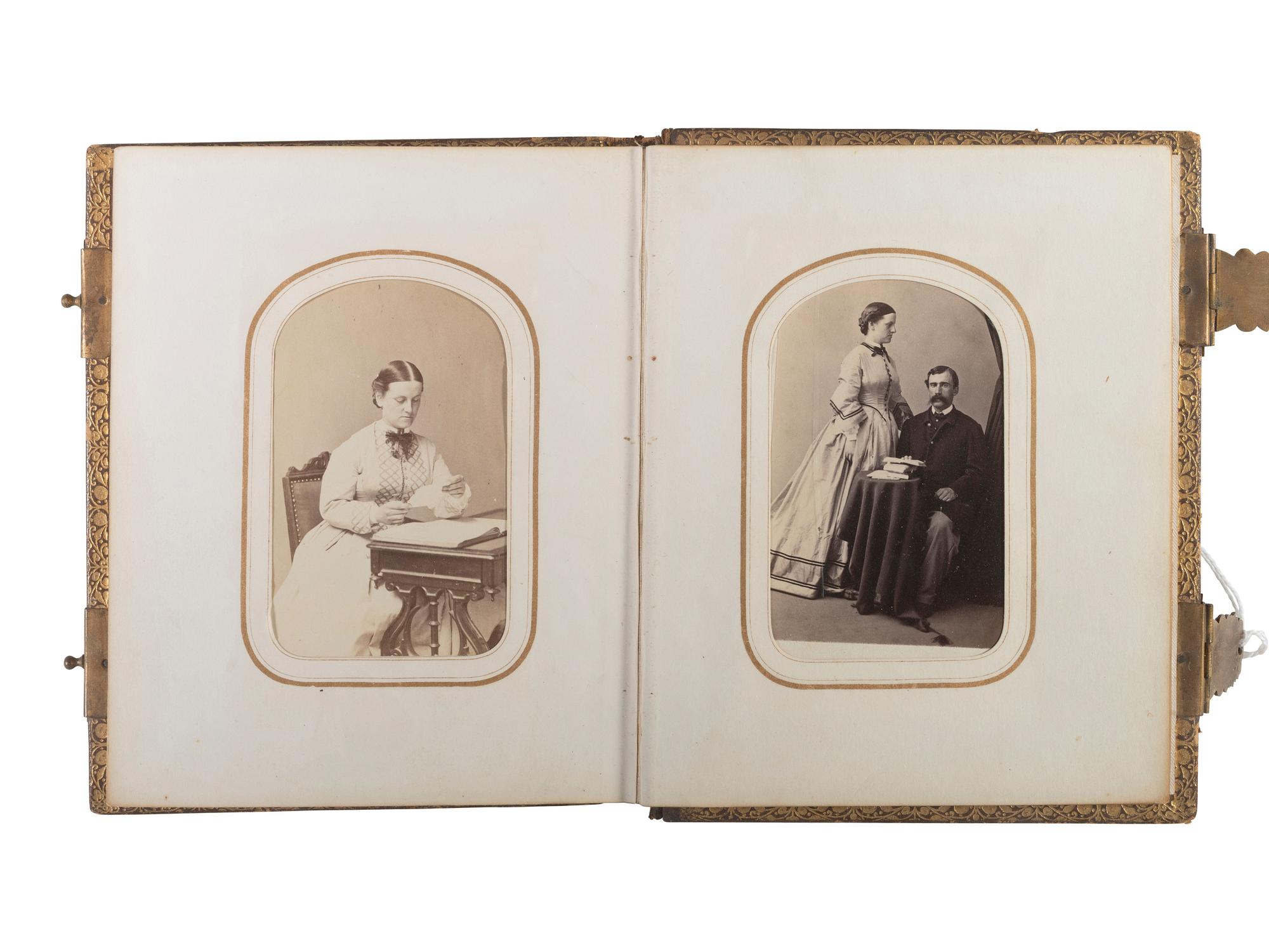 [CIVIL WAR]. A trio of CDV albums identified to the Heath, Higginson, and Shaw families of Massachusetts, highlighted by cartes de visite of Col. Robert Gould Shaw, 54th Massachusetts African American Infantry, his sisters, and other officers.