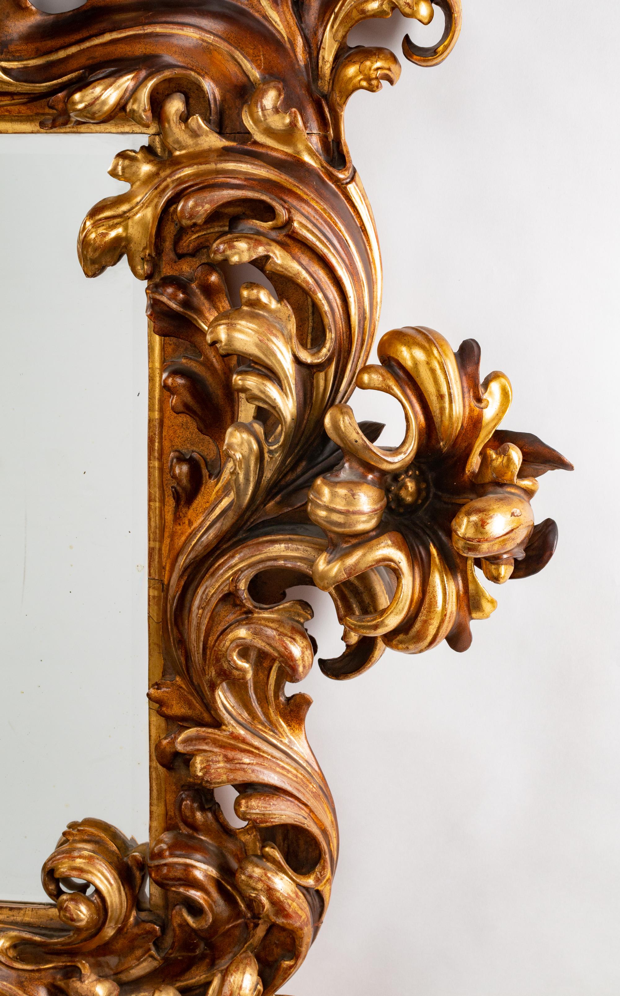 An Italian Rococo Style Carved Giltwood Mirror — 19TH CENTURY