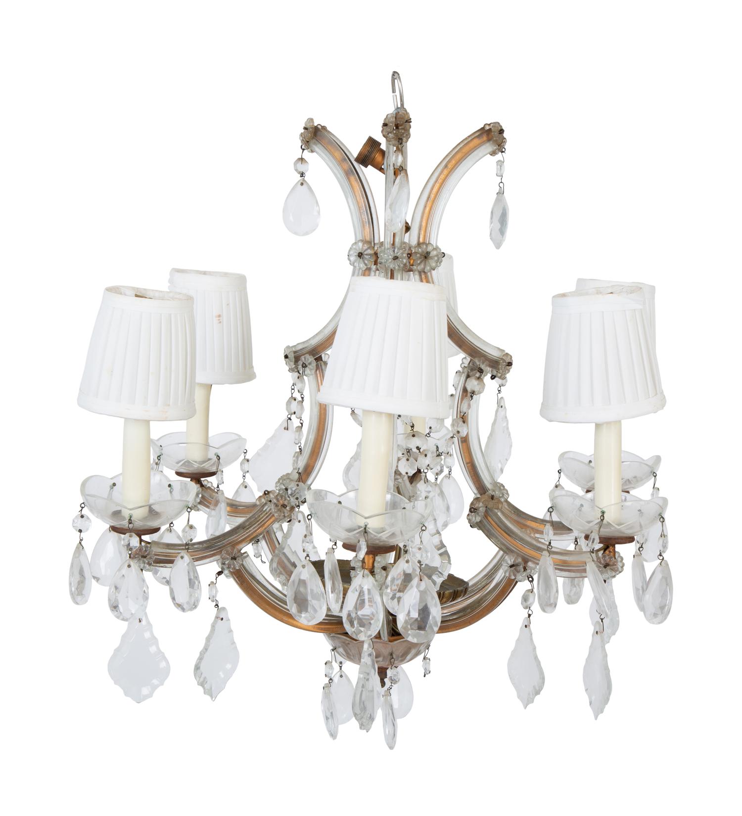 A Louis XV Style Six-Light Gilt Metal and Glass Hall Chandelier — 20TH CENTURY