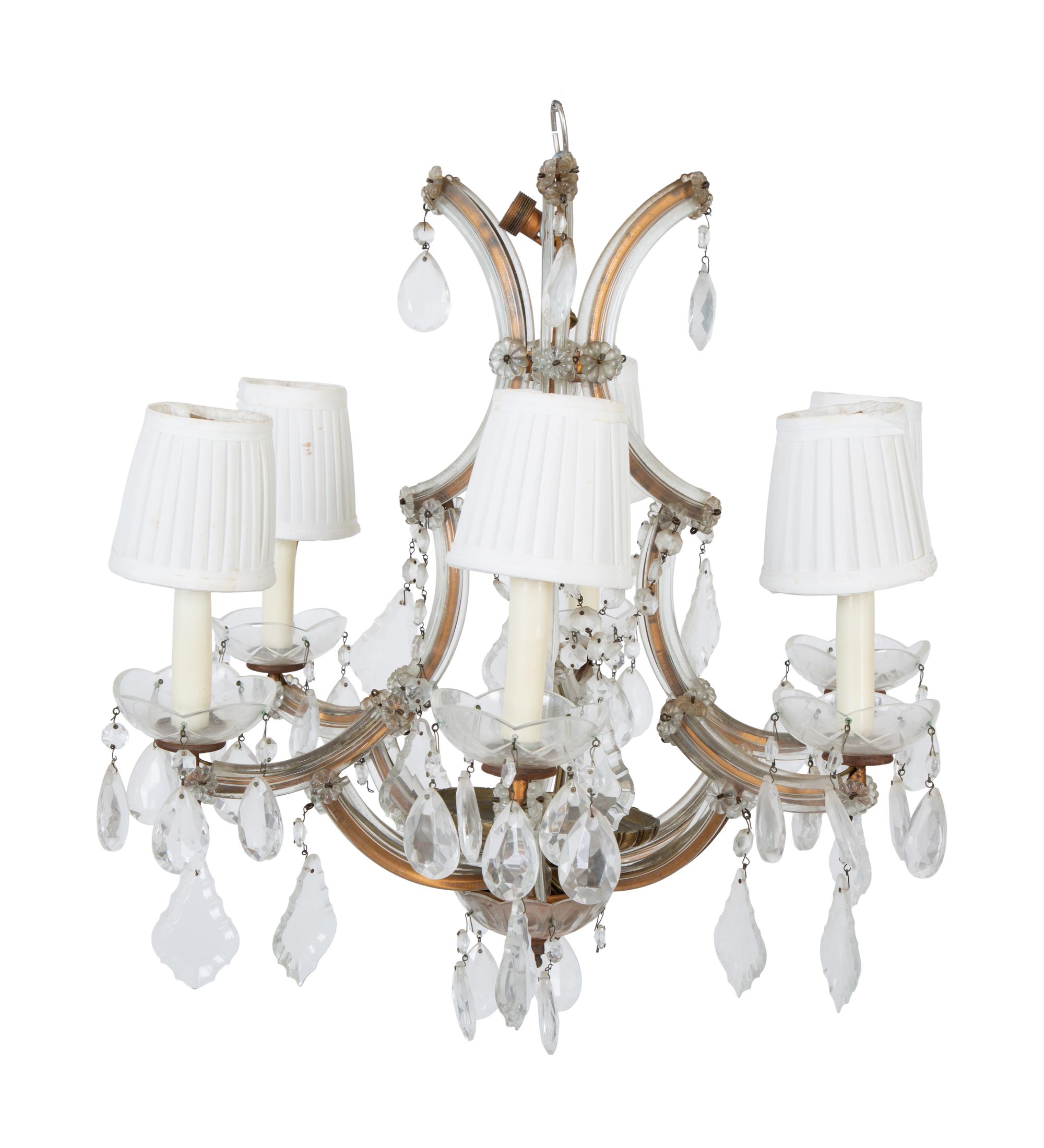 A Louis XV Style Six-Light Gilt Metal and Glass Hall Chandelier — 20TH CENTURY