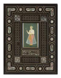 A Persian Miniature Painting in a Mother-of-Pearl Inlaid Frame
