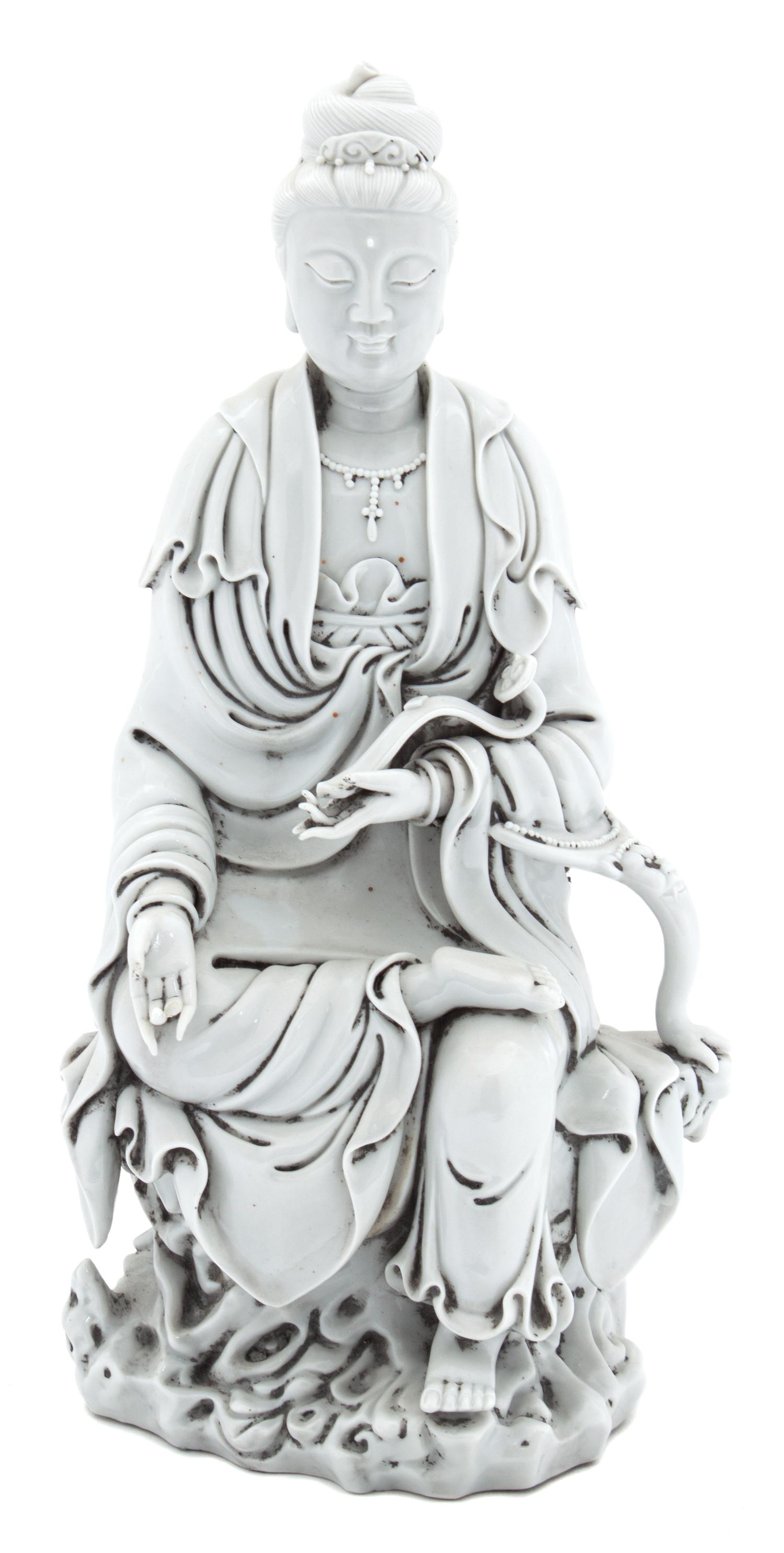 A Blanc de Chine Figure of Guanyin Height 12 inches. — 20TH CENTURY