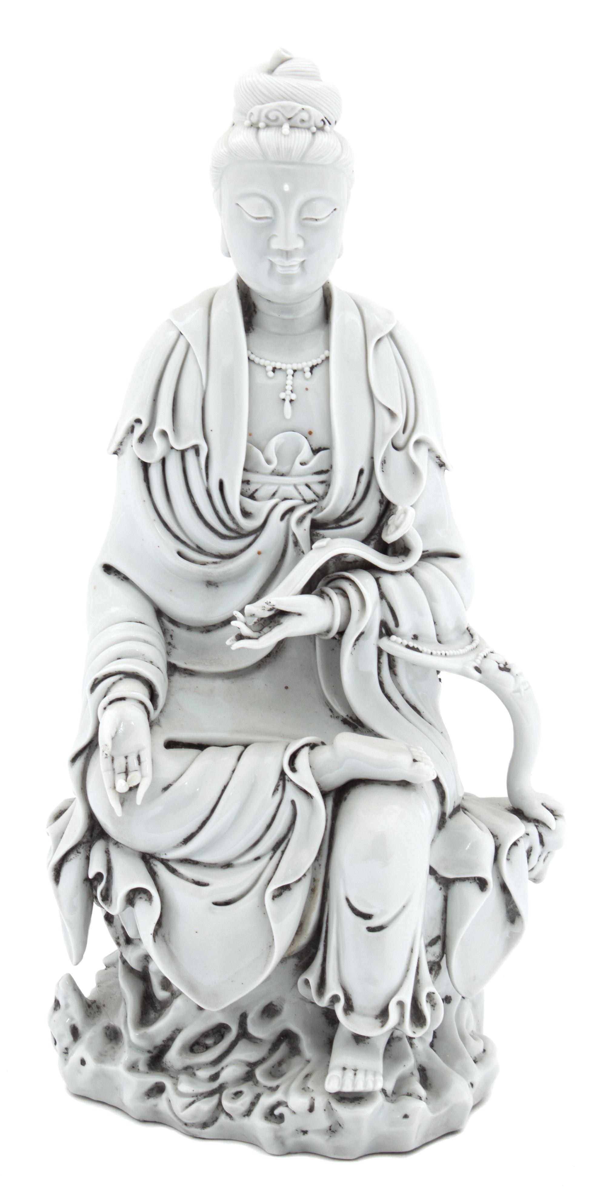 A Blanc de Chine Figure of Guanyin Height 12 inches. — 20TH CENTURY