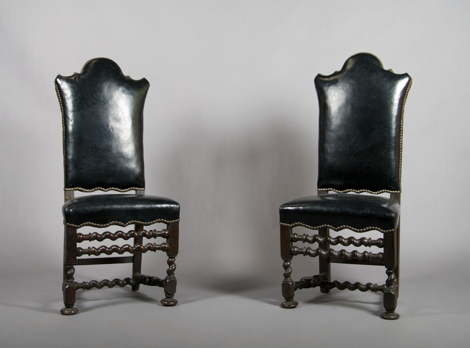 A Pair of Renaissance Revival Hall Chairs, Height 46 inches.