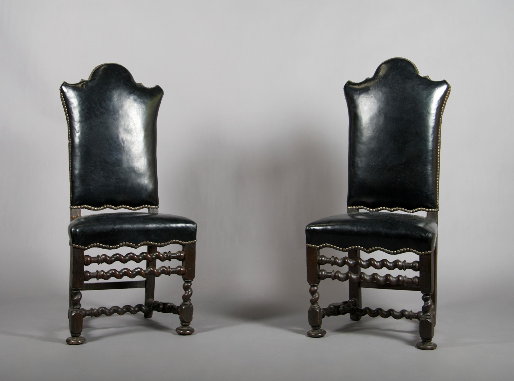 A Pair of Renaissance Revival Hall Chairs, Height 46 inches.