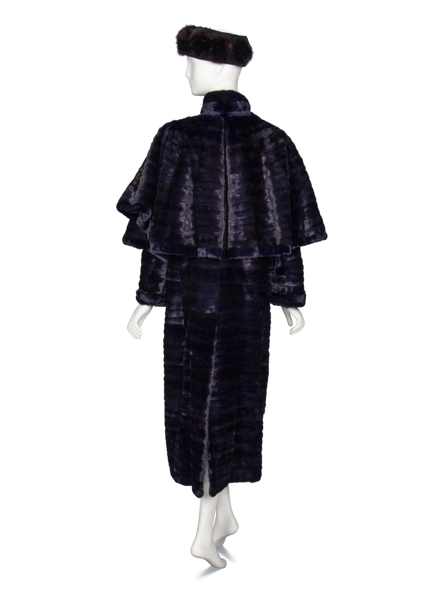 J. Mendel, Navy Ermine Fur Coat & Headband
