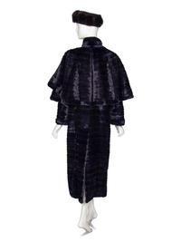 J. Mendel, Navy Ermine Fur Coat & Headband