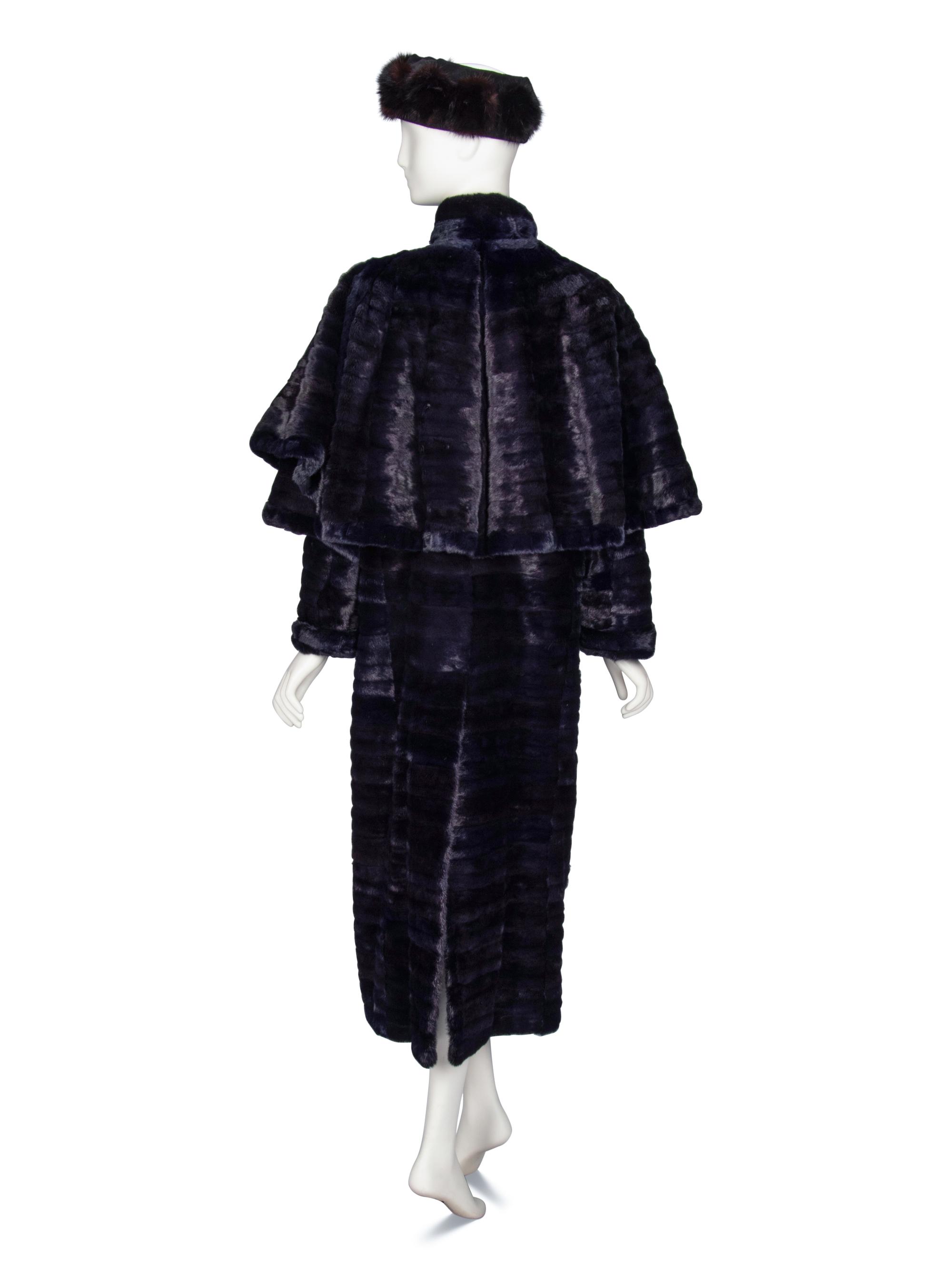 J. Mendel, Navy Ermine Fur Coat & Headband