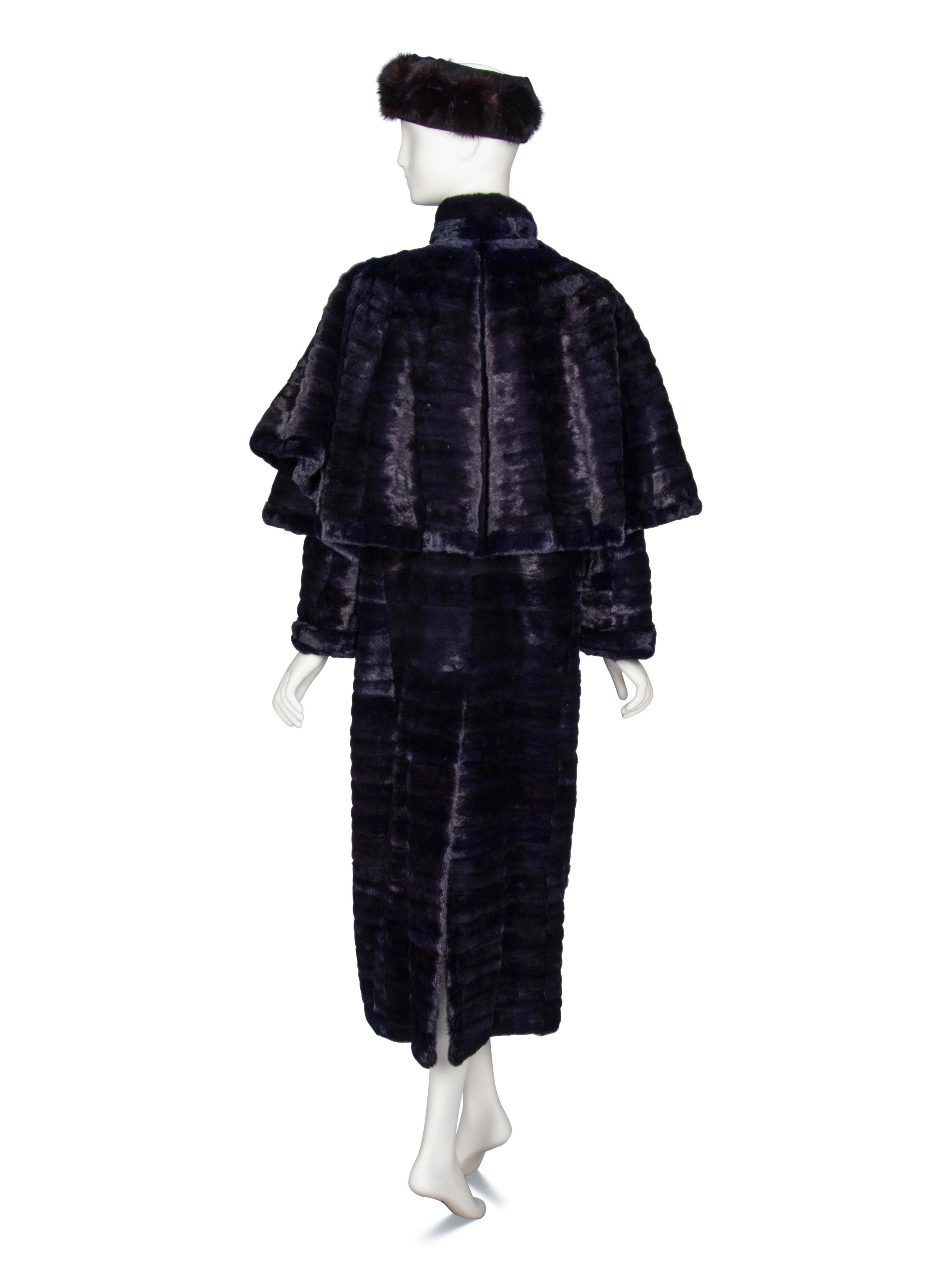J. Mendel, Navy Ermine Fur Coat & Headband