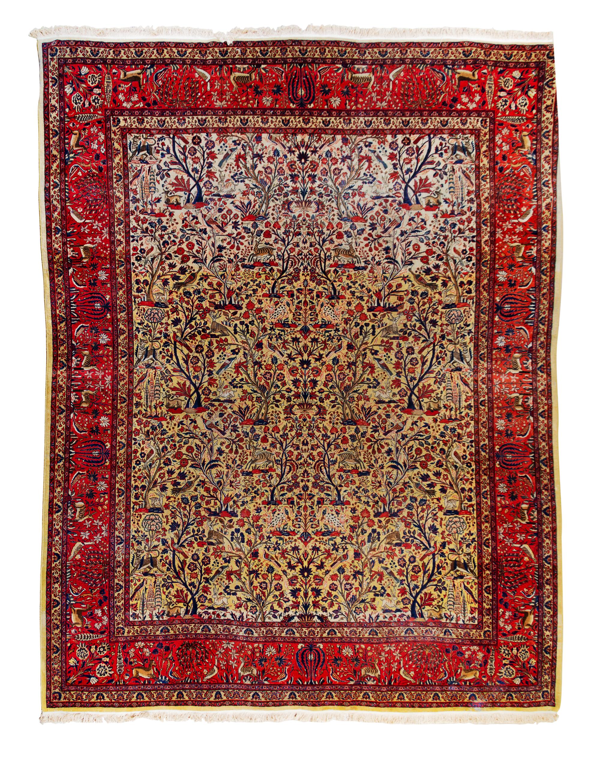 A Kashan Wool Rug 12 feet 9 inches x 10 feet 4 inches. — 20TH CENTURY