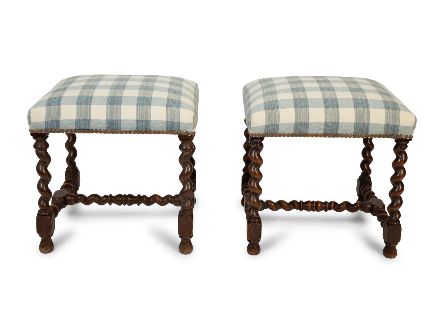 A Pair of Jacobean Style Stools — 19TH CENTURY