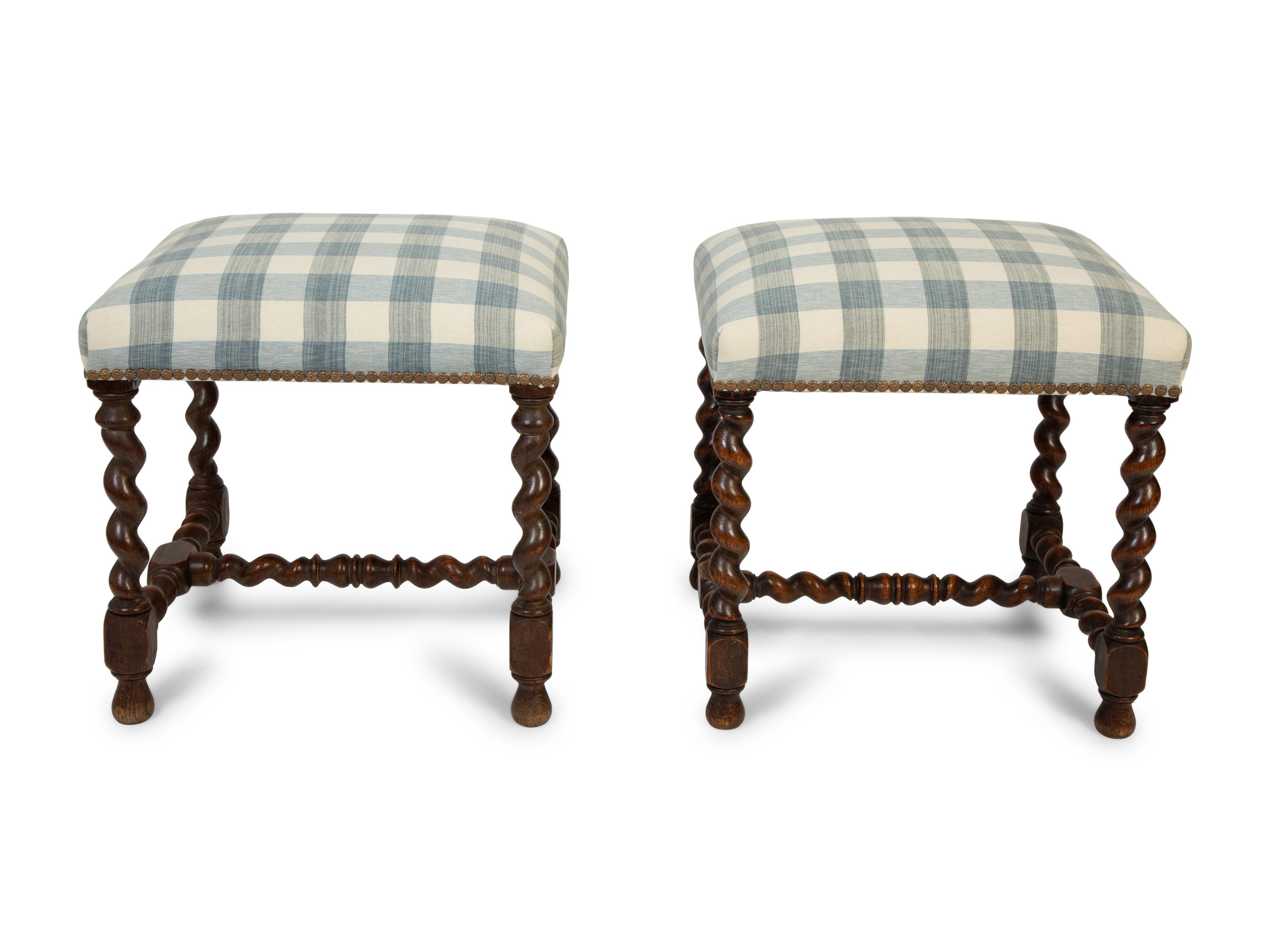 A Pair of Jacobean Style Stools — 19TH CENTURY
