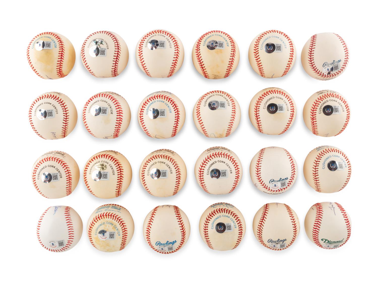 A Large Group of Hall of Fame Pitcher Single Signed Autograph Baseballs,