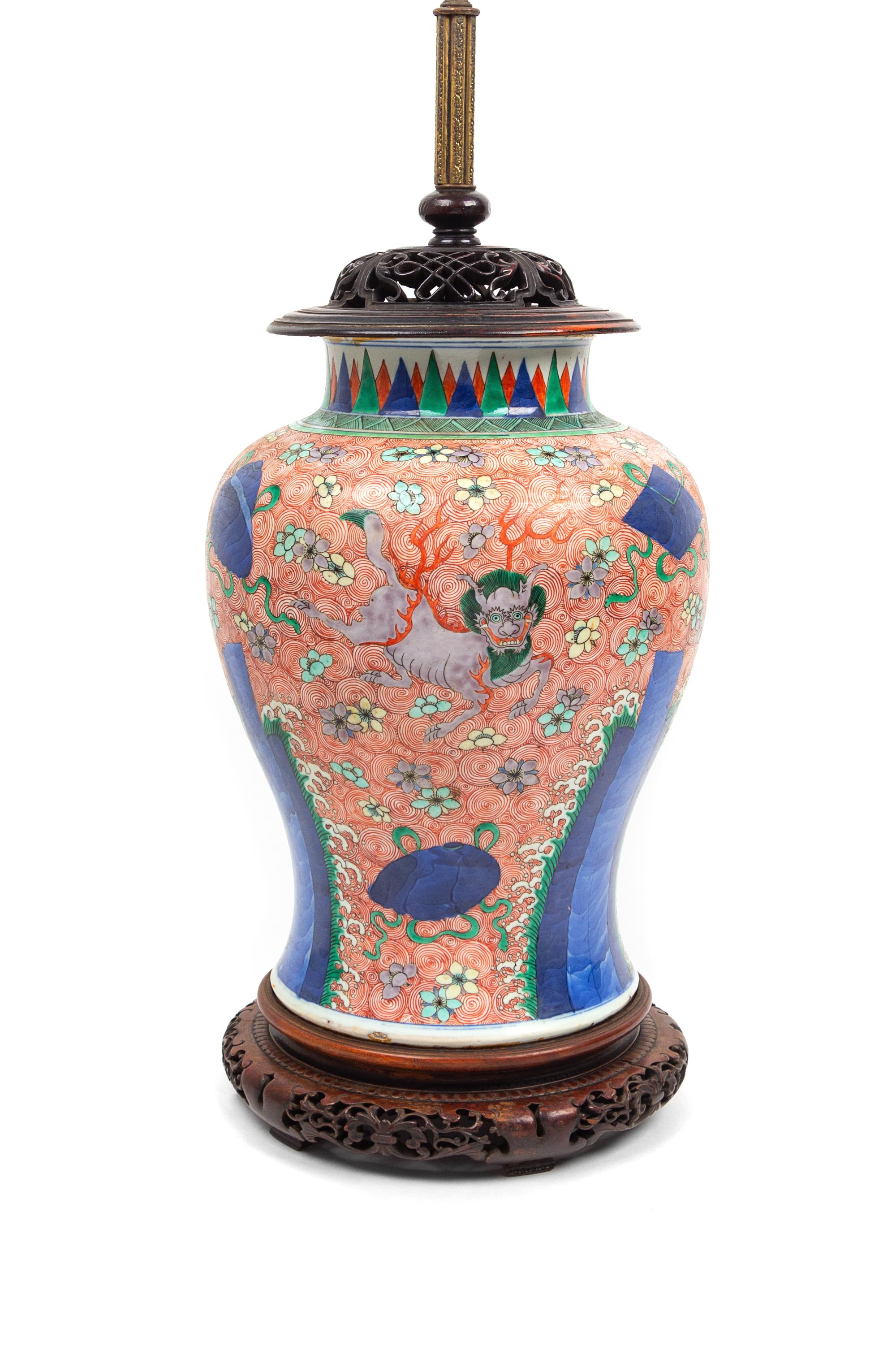 A Wucai Porcelain Jar Height of jar 14 1/ 2 inches. — TRANSITIONAL PERIOD, LIKELY 17TH CENTURY