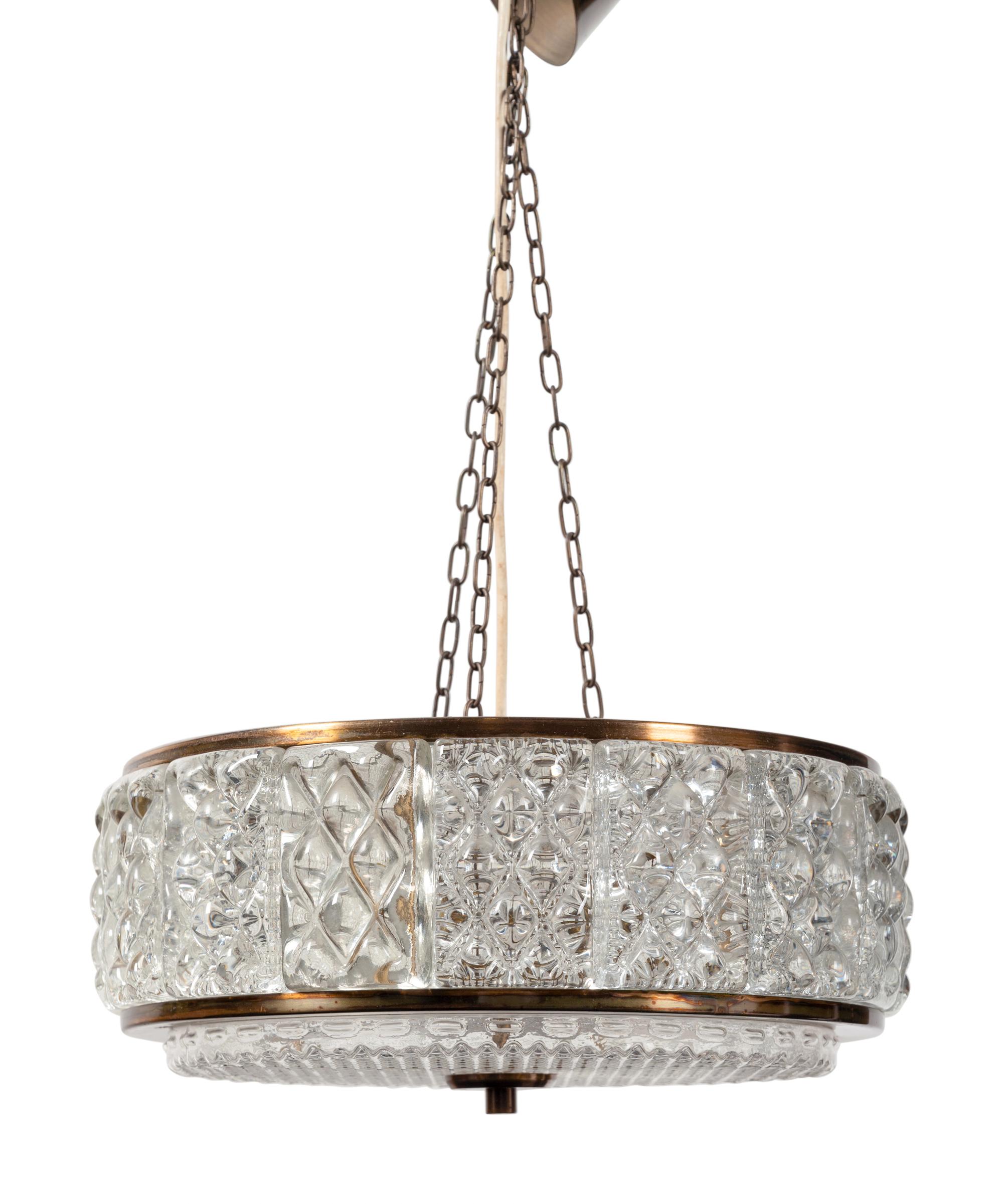 An Orrefors Flush Mount Fixture with Clear Glass