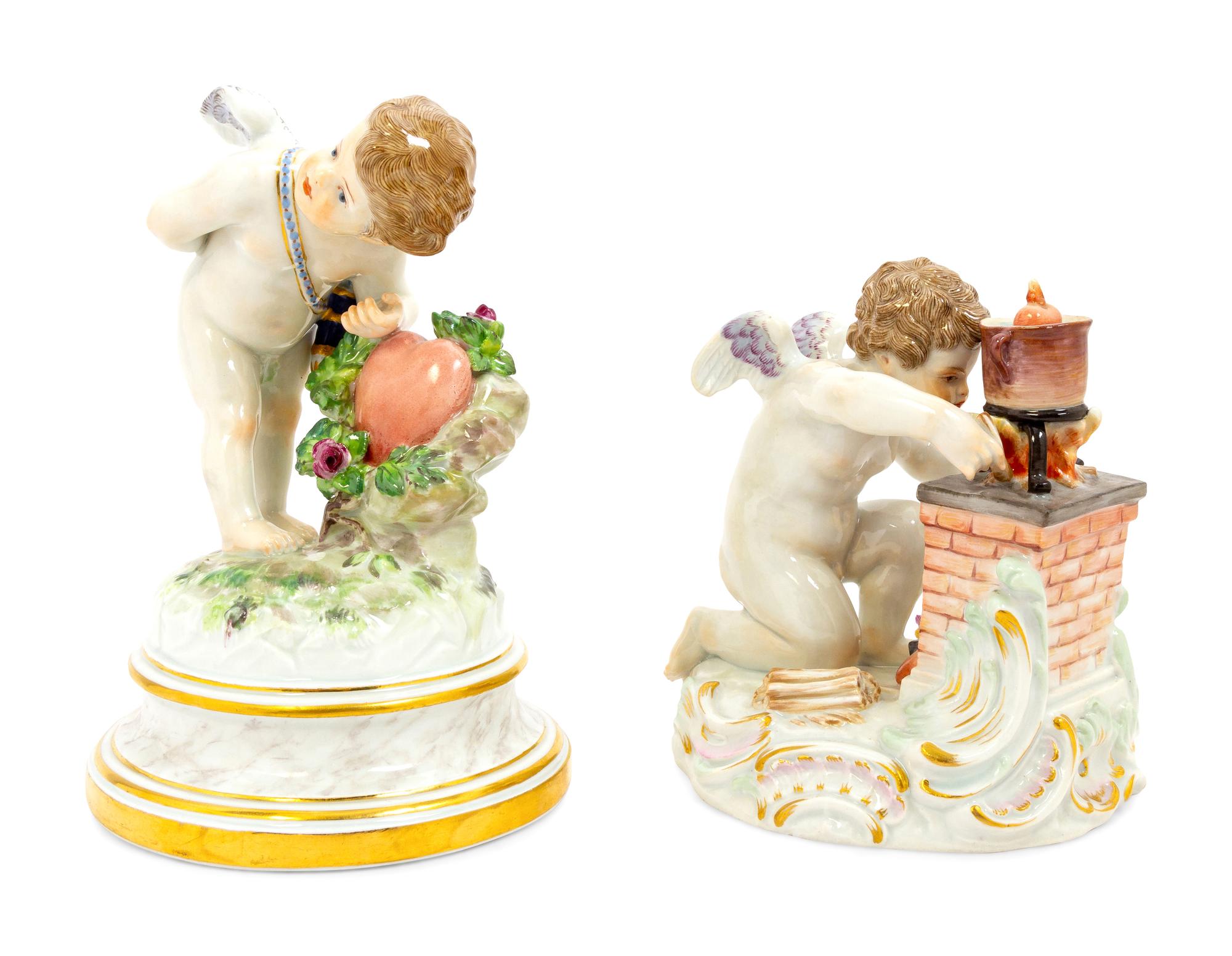 A Group of Meissen Porcelain Cupid Figures