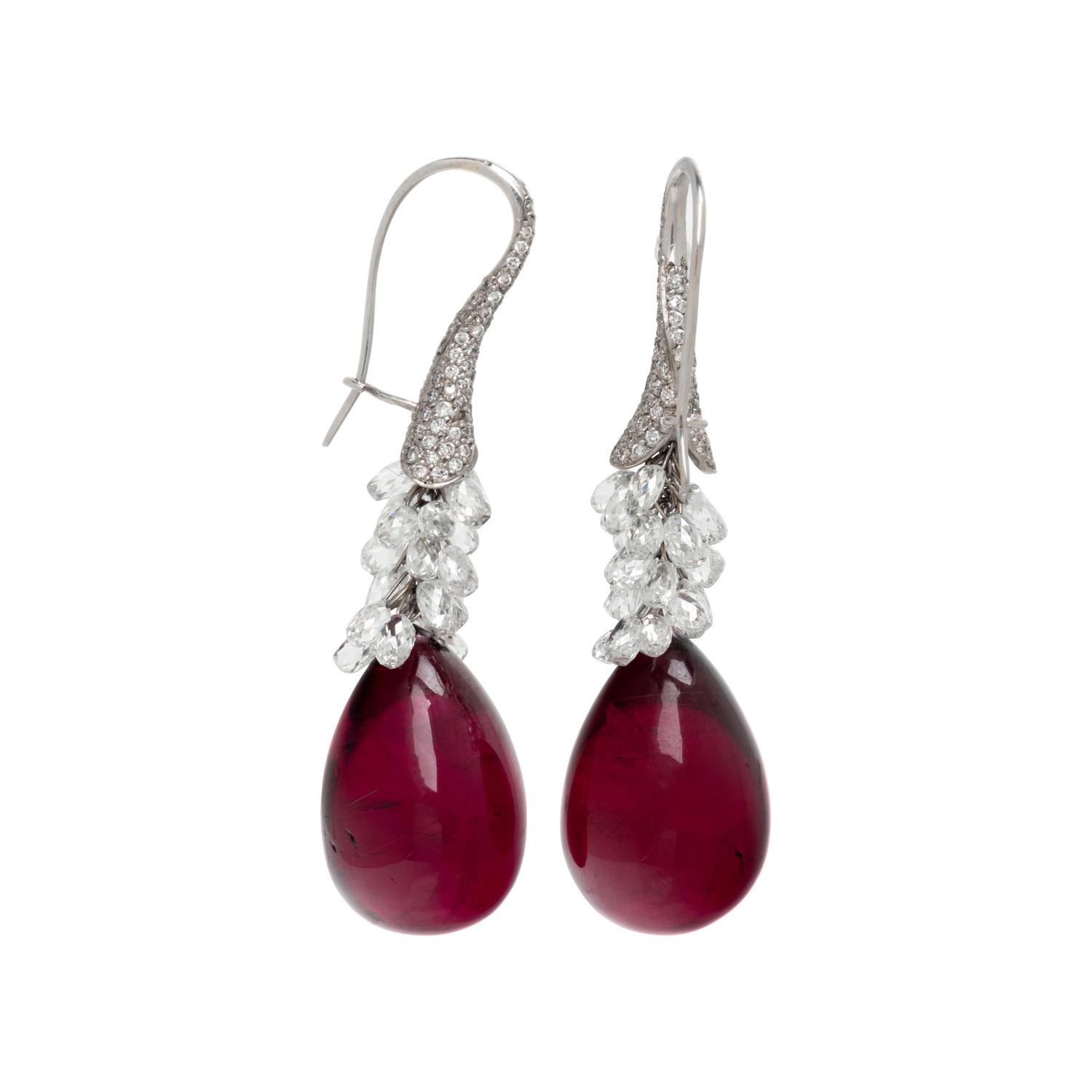 TOURMALINE AND DIAMOND PENDANT EARRINGS