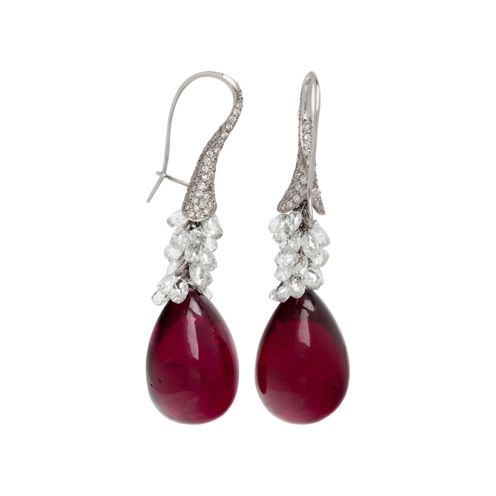 TOURMALINE AND DIAMOND PENDANT EARRINGS
