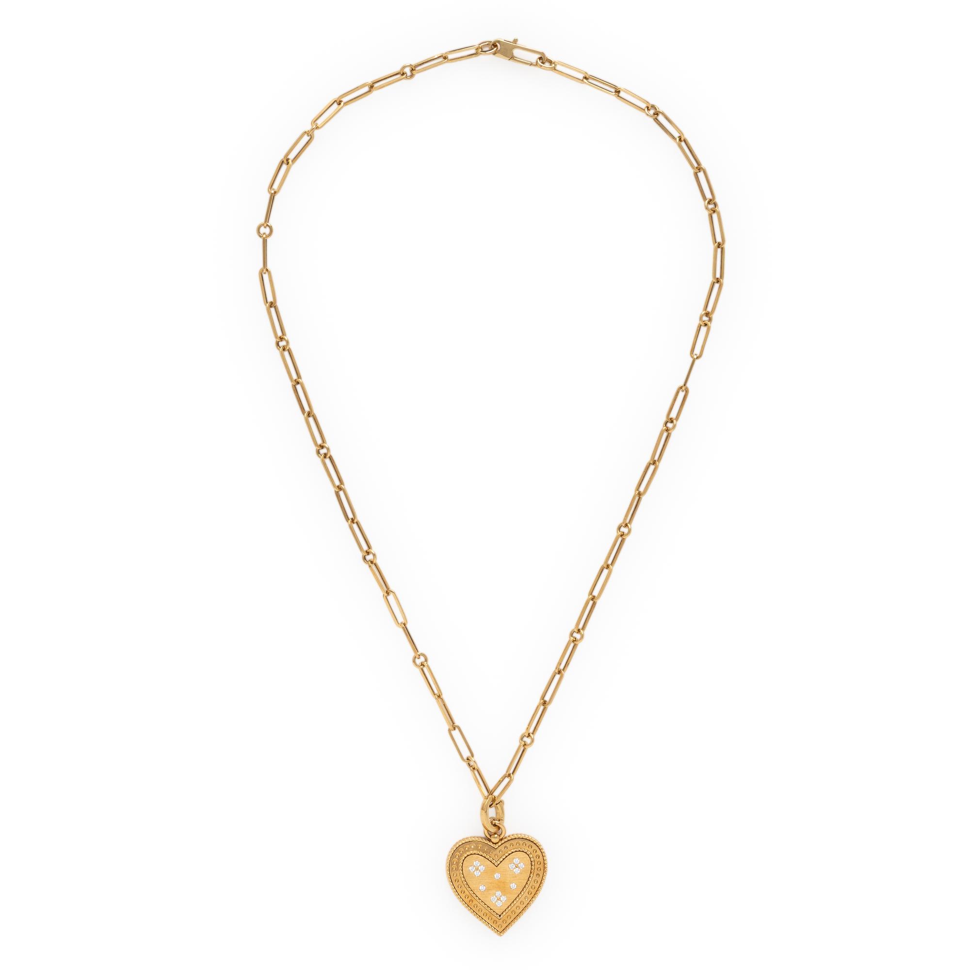 Roberto Coin, Yellow Gold and Diamond Heart Pendant Necklace