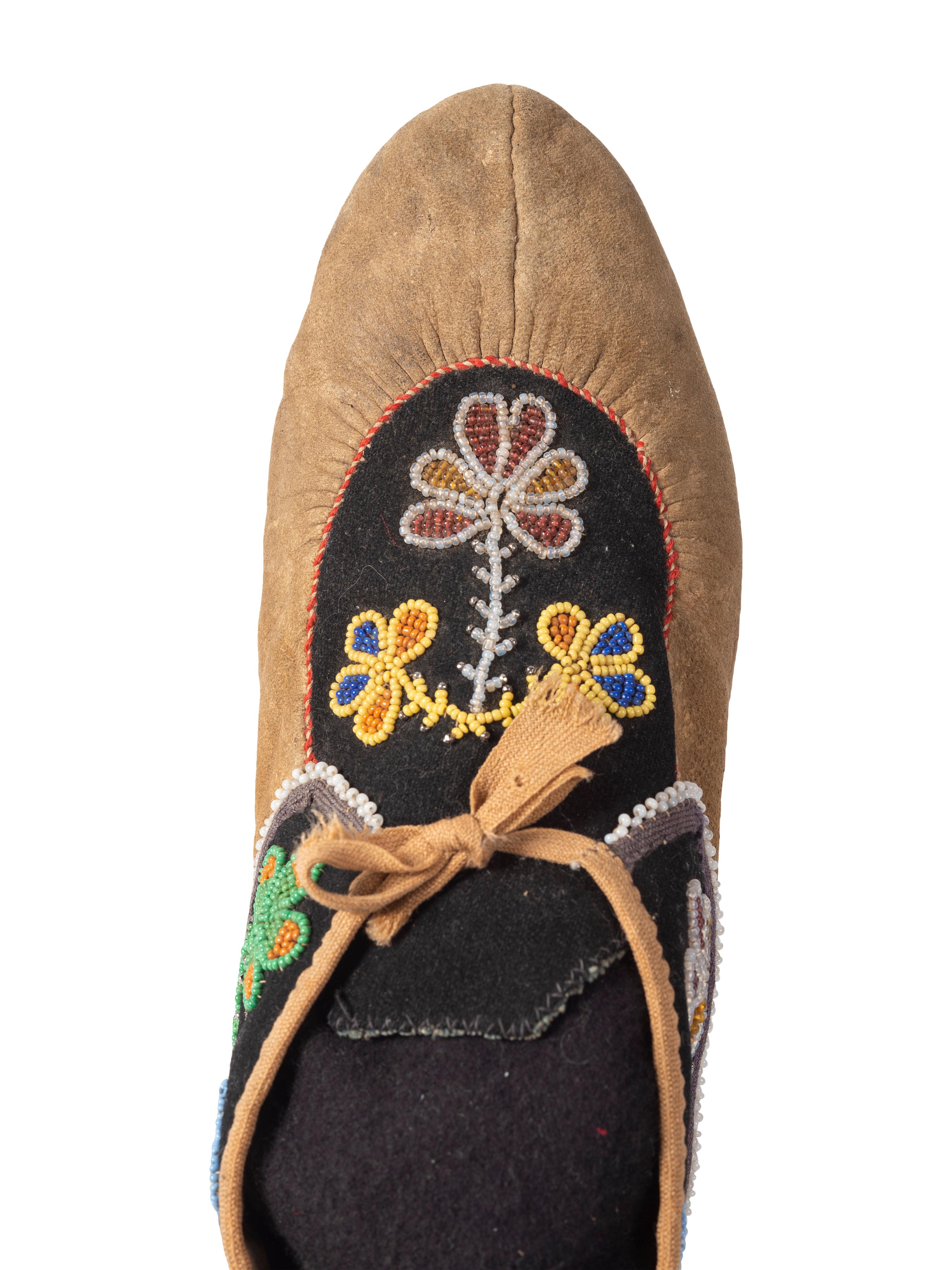 Anishinaabe Beaded Hide Moccasins