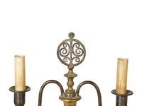 A Pair of Steel and Brass Candelabra Converted to Electricity