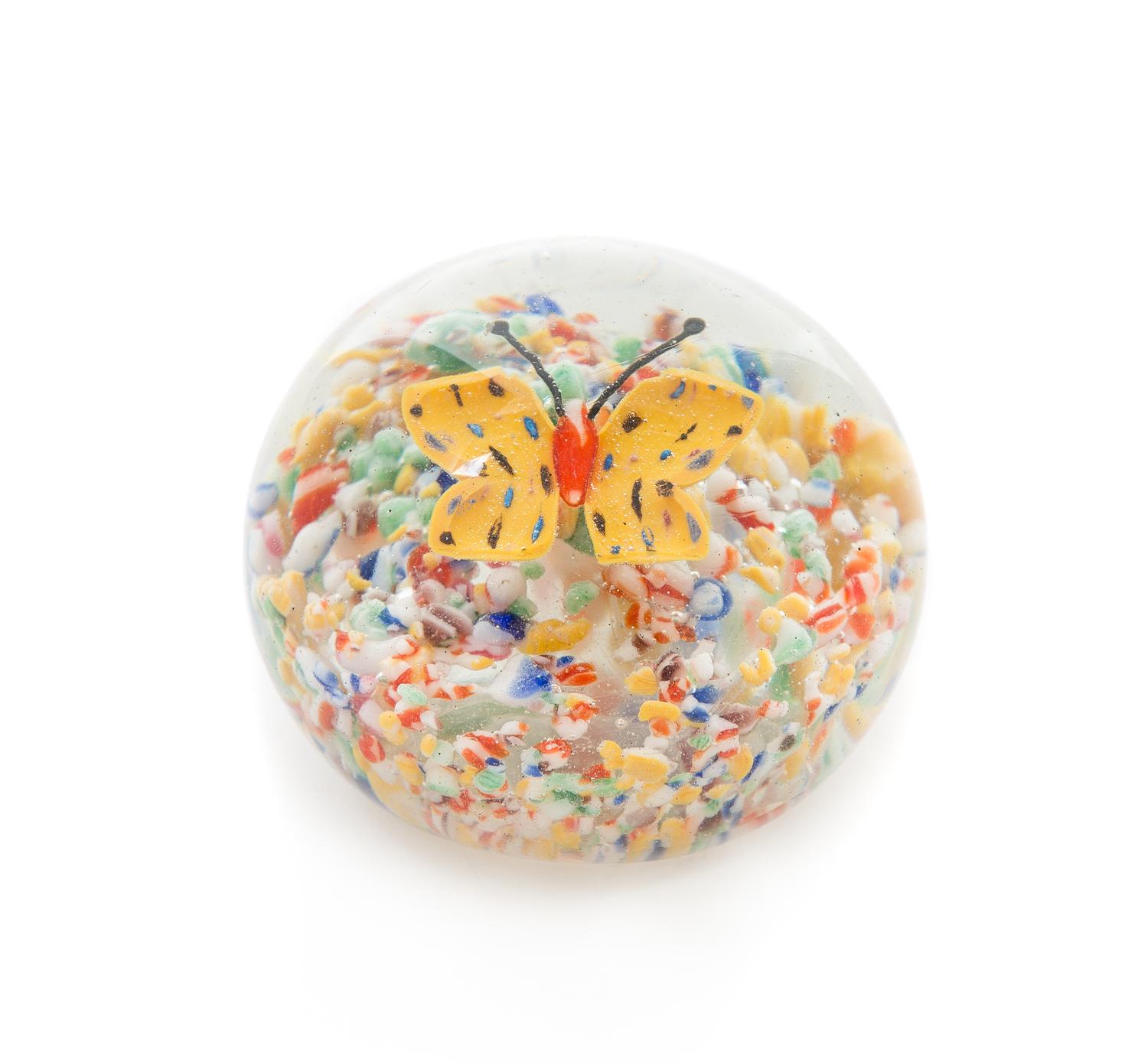 A Chinese Butterfly Paperweight Diameter 2 1/2 inches — signed CHINA
