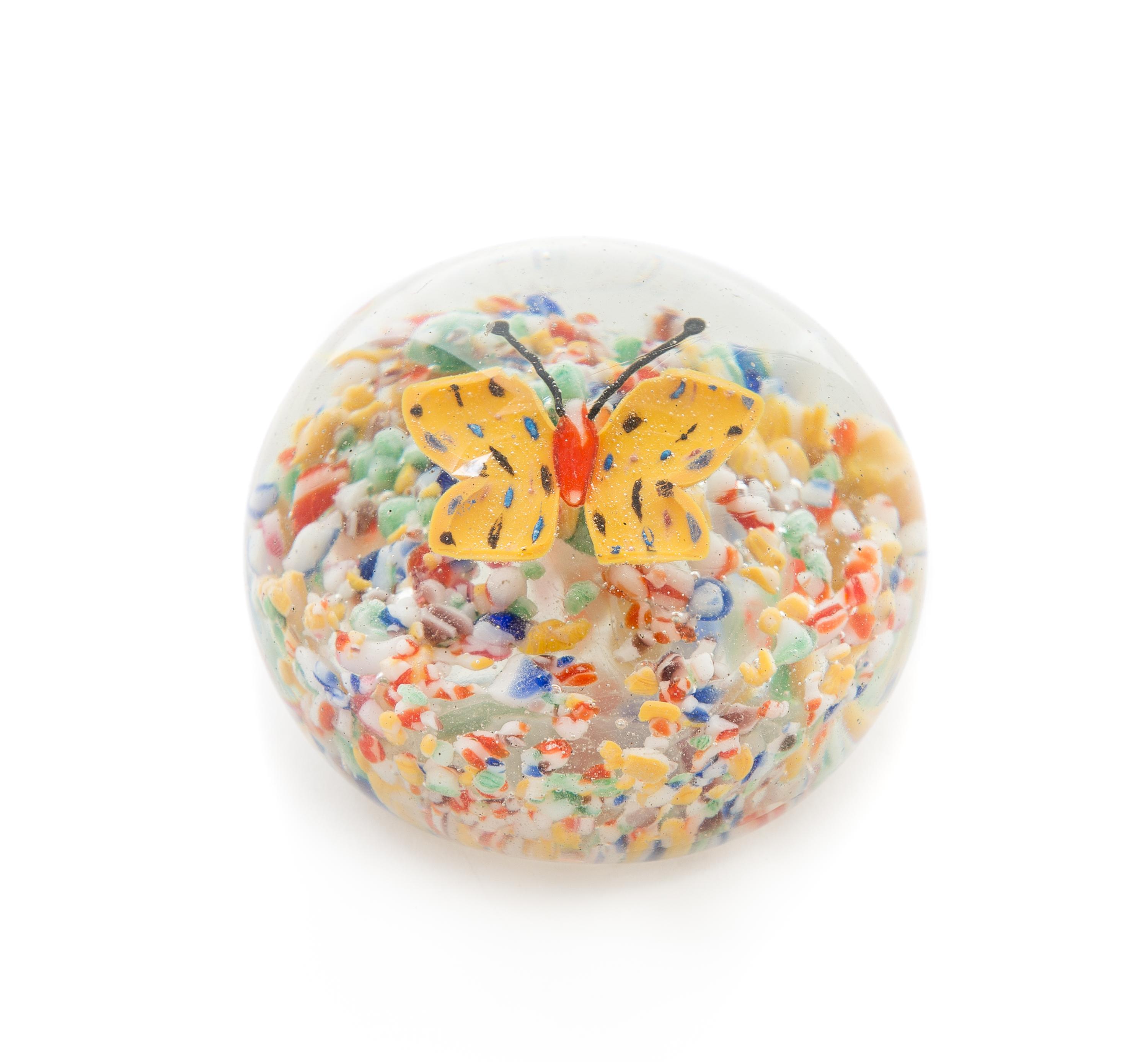 A Chinese Butterfly Paperweight Diameter 2 1/2 inches — signed CHINA
