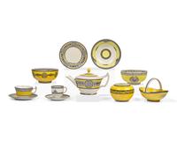 A Group of Eleven Wedgwood Yellow and Black Etruria Decorated Table Articles