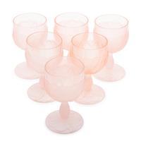 A Set of Pink Molded and Frosted Glass Stemware Articles