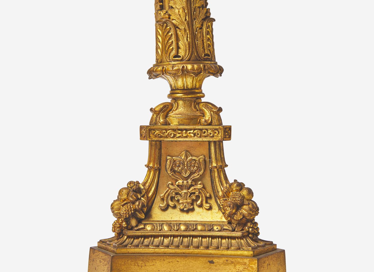 A Pair of French Gilt Bronze Four-Light Candelabra