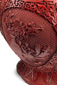 A Pair of Large Chinese Carved Red Lacquer Vases