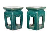 A Pair of Turquoise Glazed Garden Seats