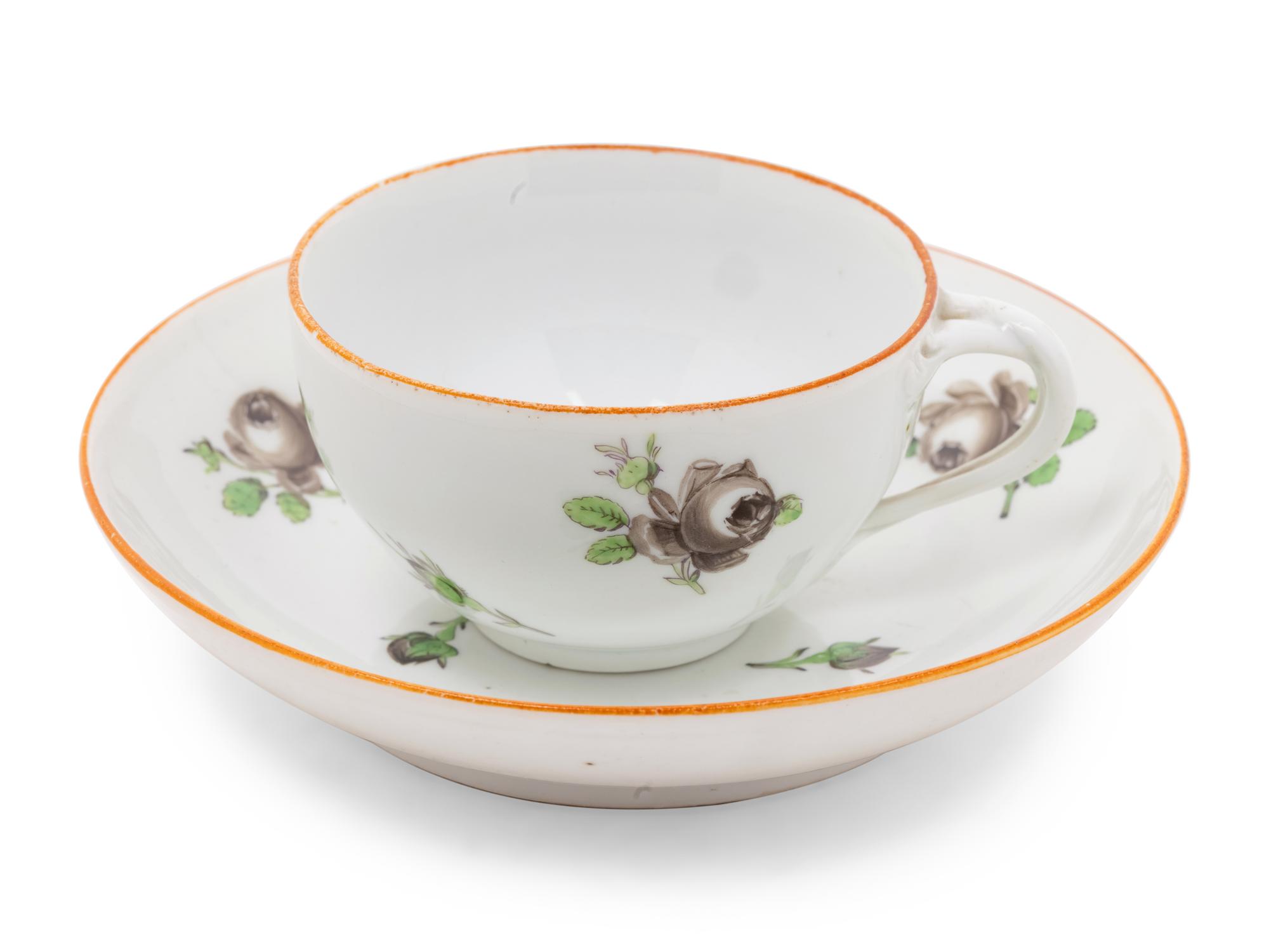 A Set of Six Meissen Porcelain Cups and Saucers