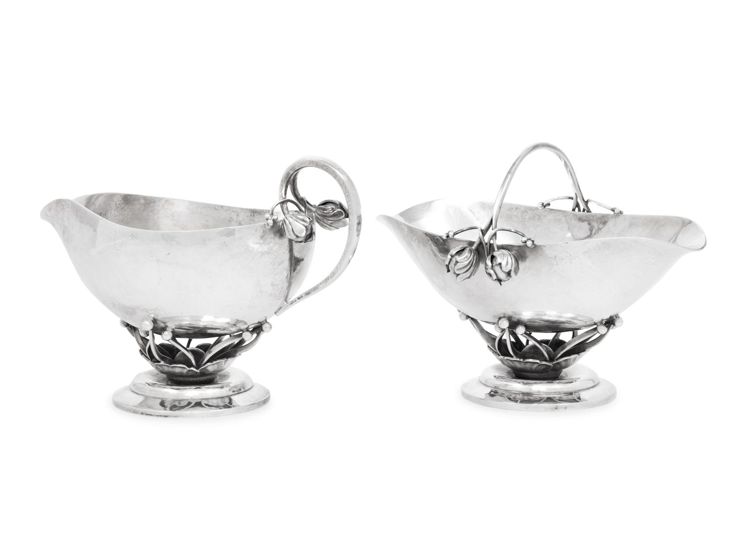 A Georg Jensen Silver Creamer and Sugar Set