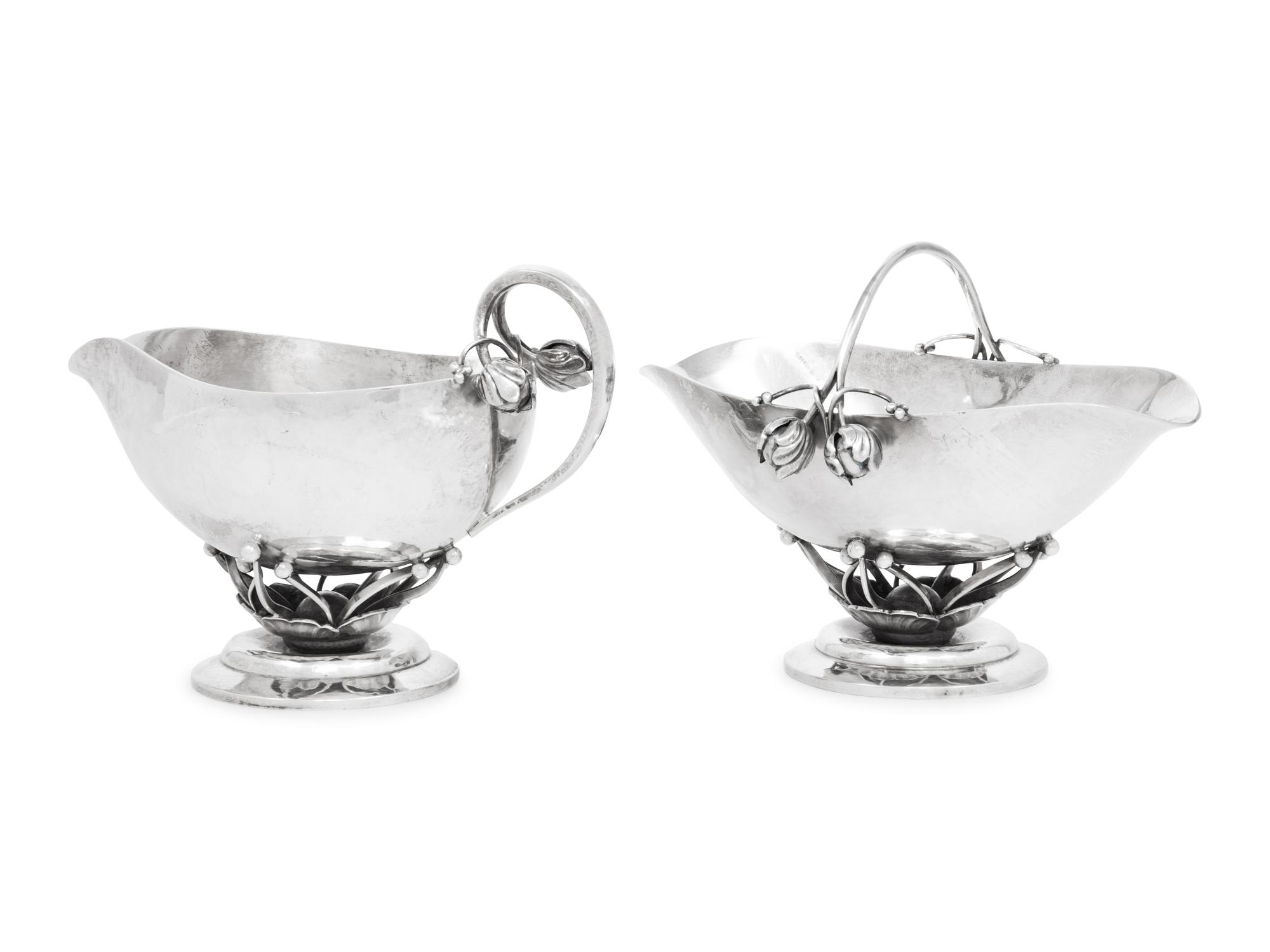 A Georg Jensen Silver Creamer and Sugar Set