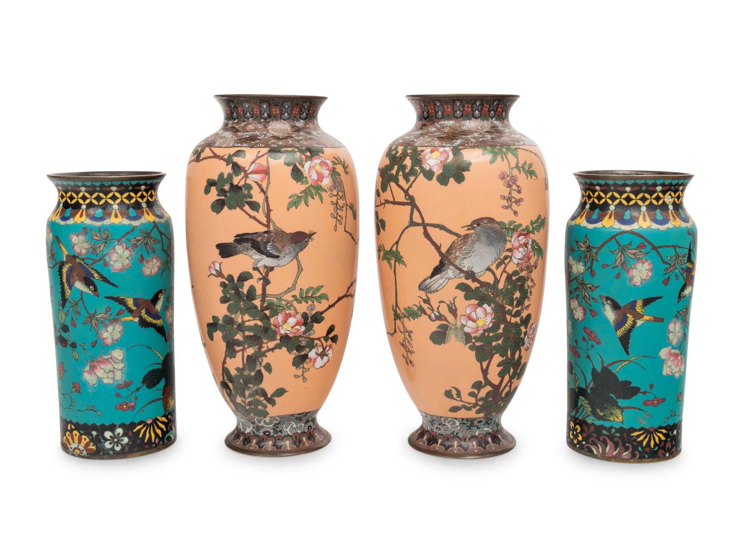 Two Pairs of Japanese Cloisonné Vases