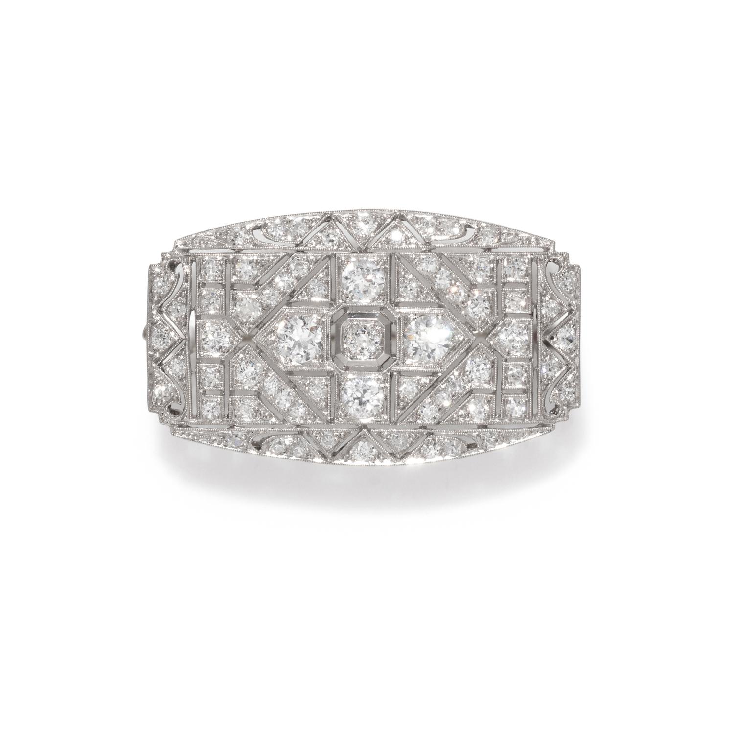 ART DECO, DIAMOND BROOCH