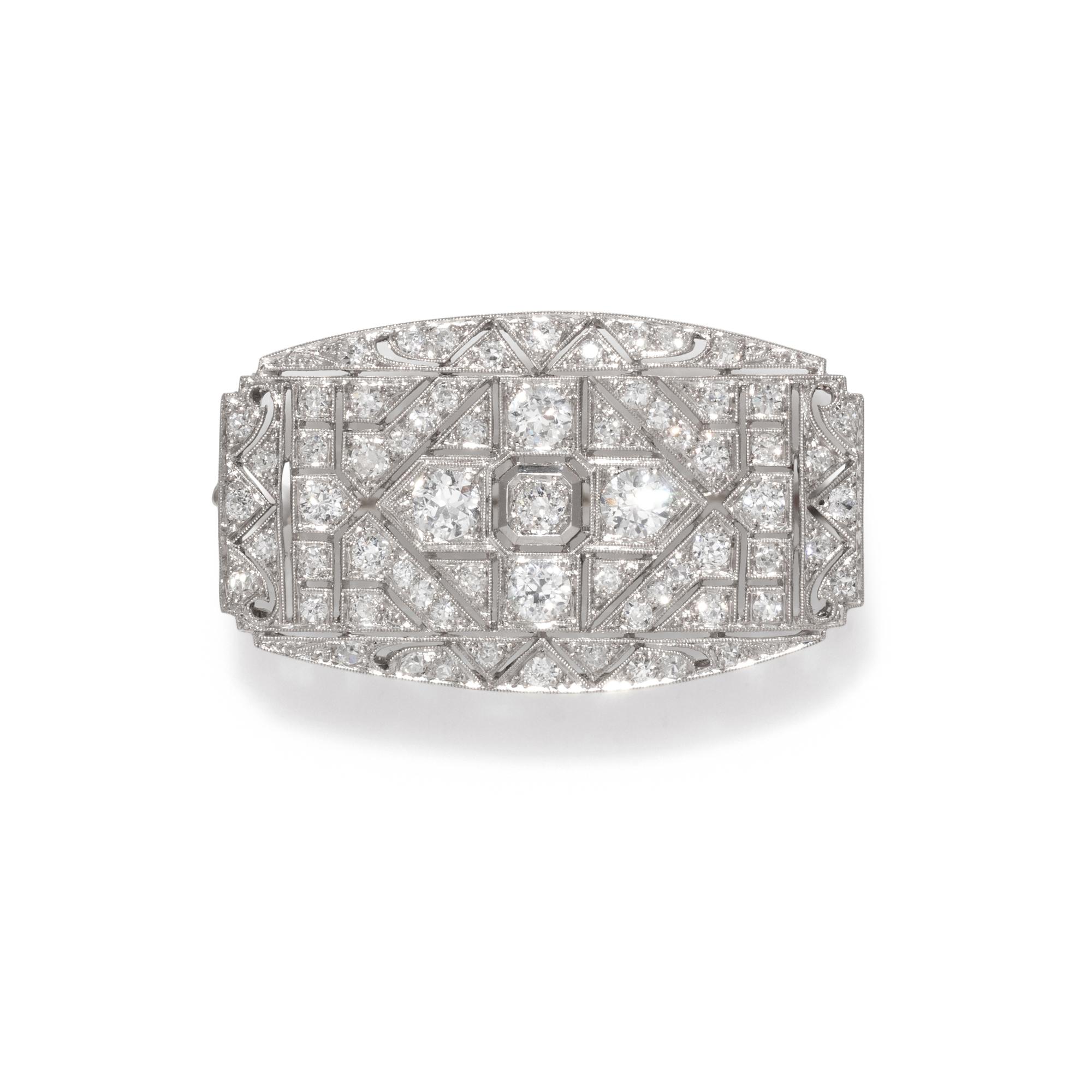 ART DECO, DIAMOND BROOCH