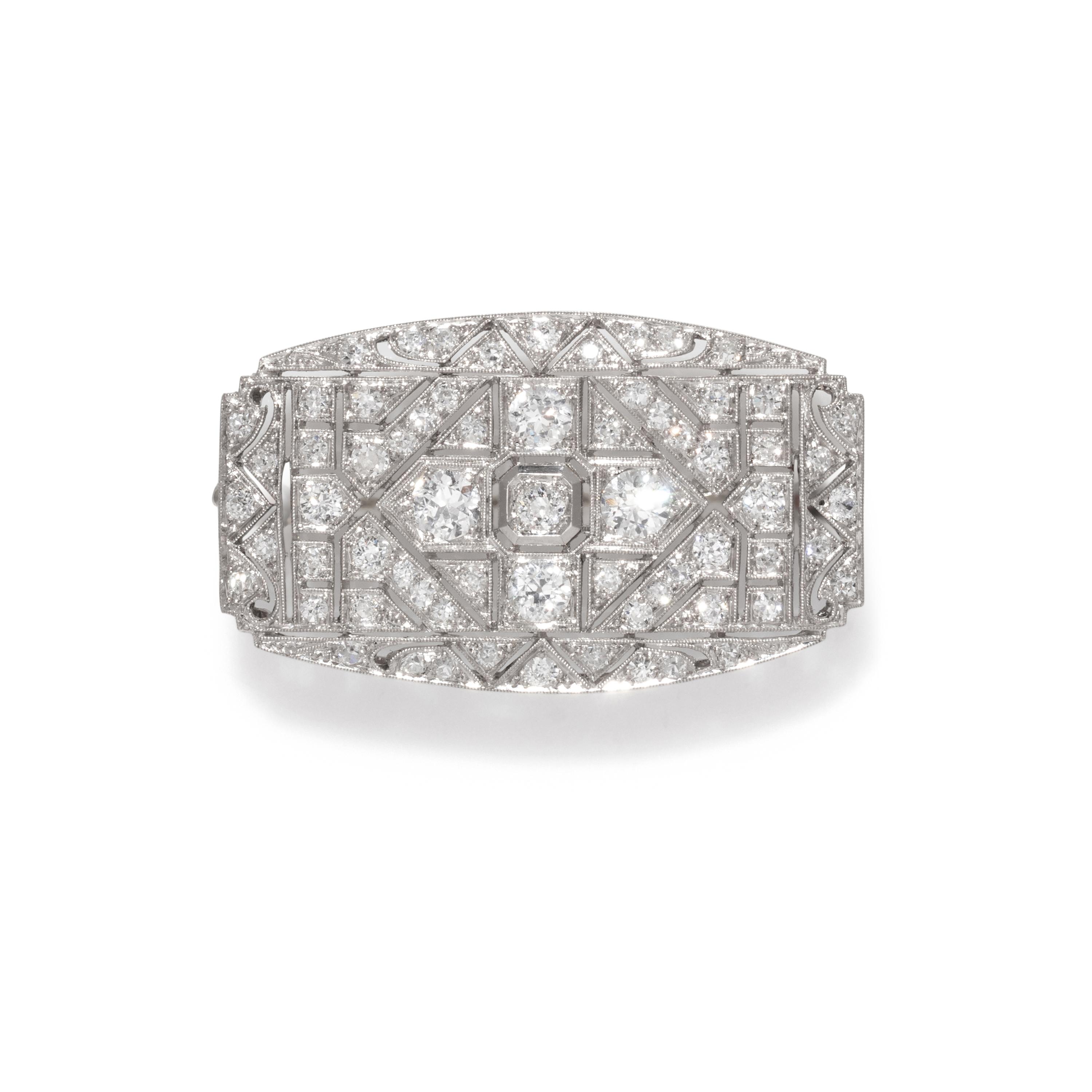 ART DECO, DIAMOND BROOCH