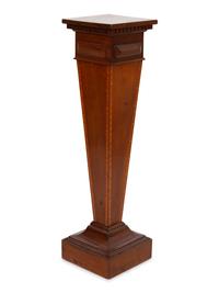 An Edwardian Satinwood Inlaid Mahogany Pedestal