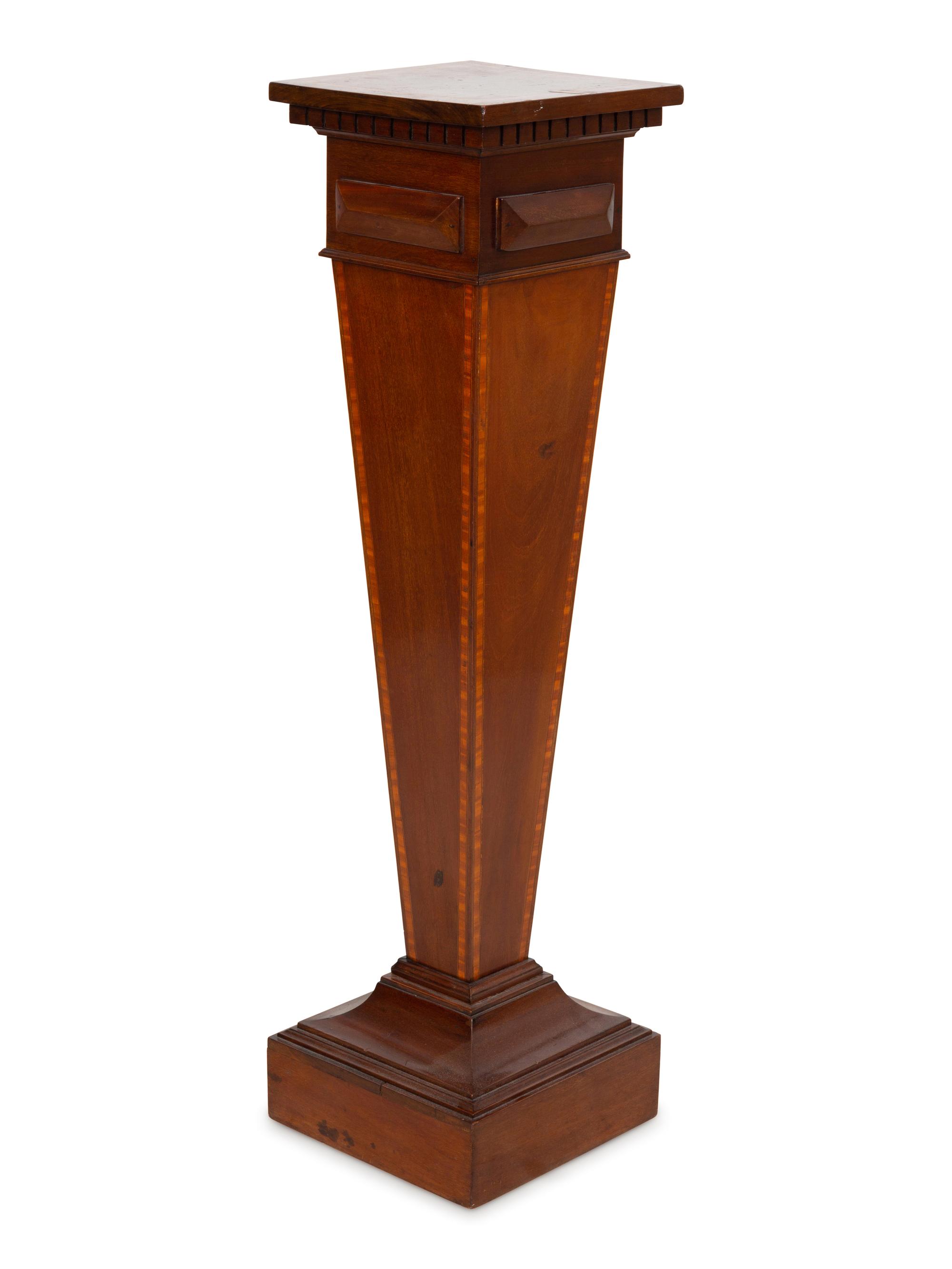 An Edwardian Satinwood Inlaid Mahogany Pedestal