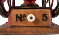 An Enterprise No. 5 Painted and Flag Decorated Cast Iron Coffee Mill