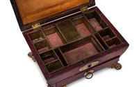 A Gilt Metal Mounted Leather-Veneered Jewelry Casket