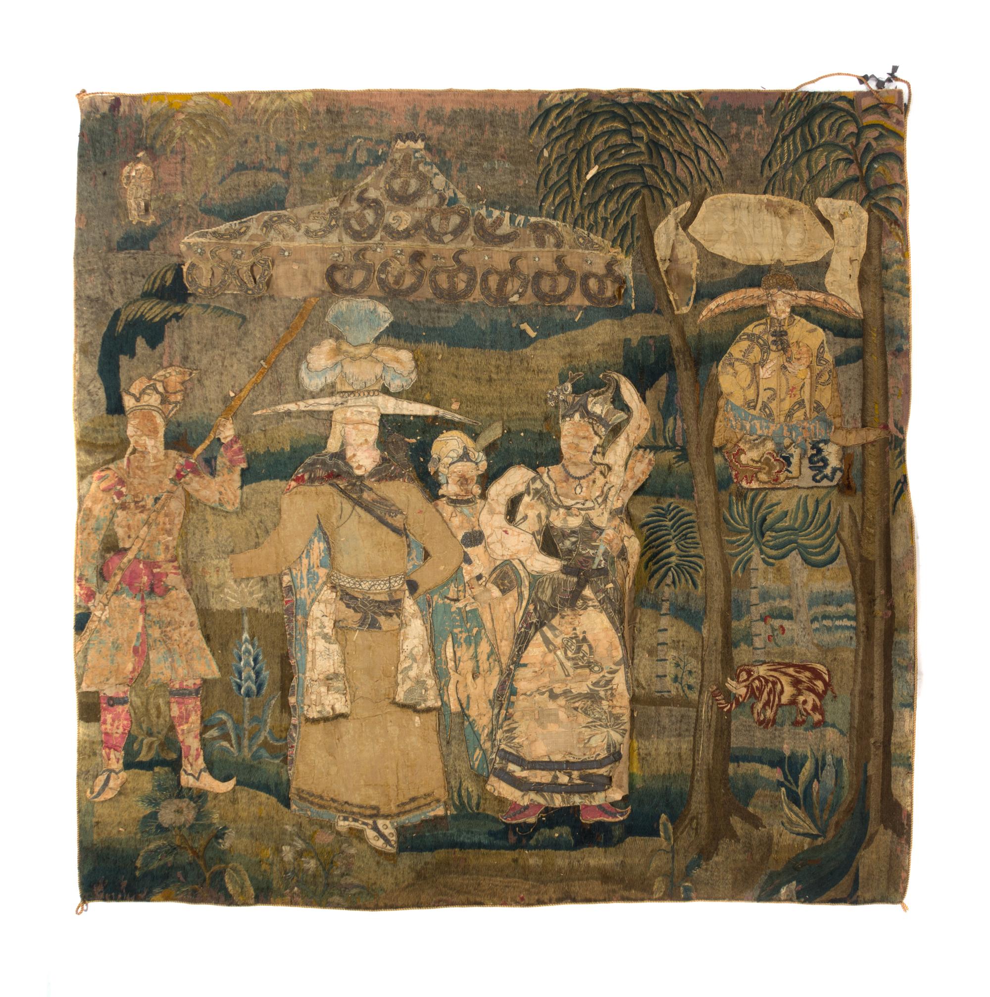 A Continental Needlework Tapestry, POSSIBLY HUNGARIAN, LATE 17TH/EARLY 18TH CENTURY, Height 79 x width 78 1/2 inches. — POSSIBLY HUNGARIAN, LATE 17TH/EARLY 18TH CENTURY,