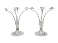 A Pair of English Silver Four-Light Candelabra
