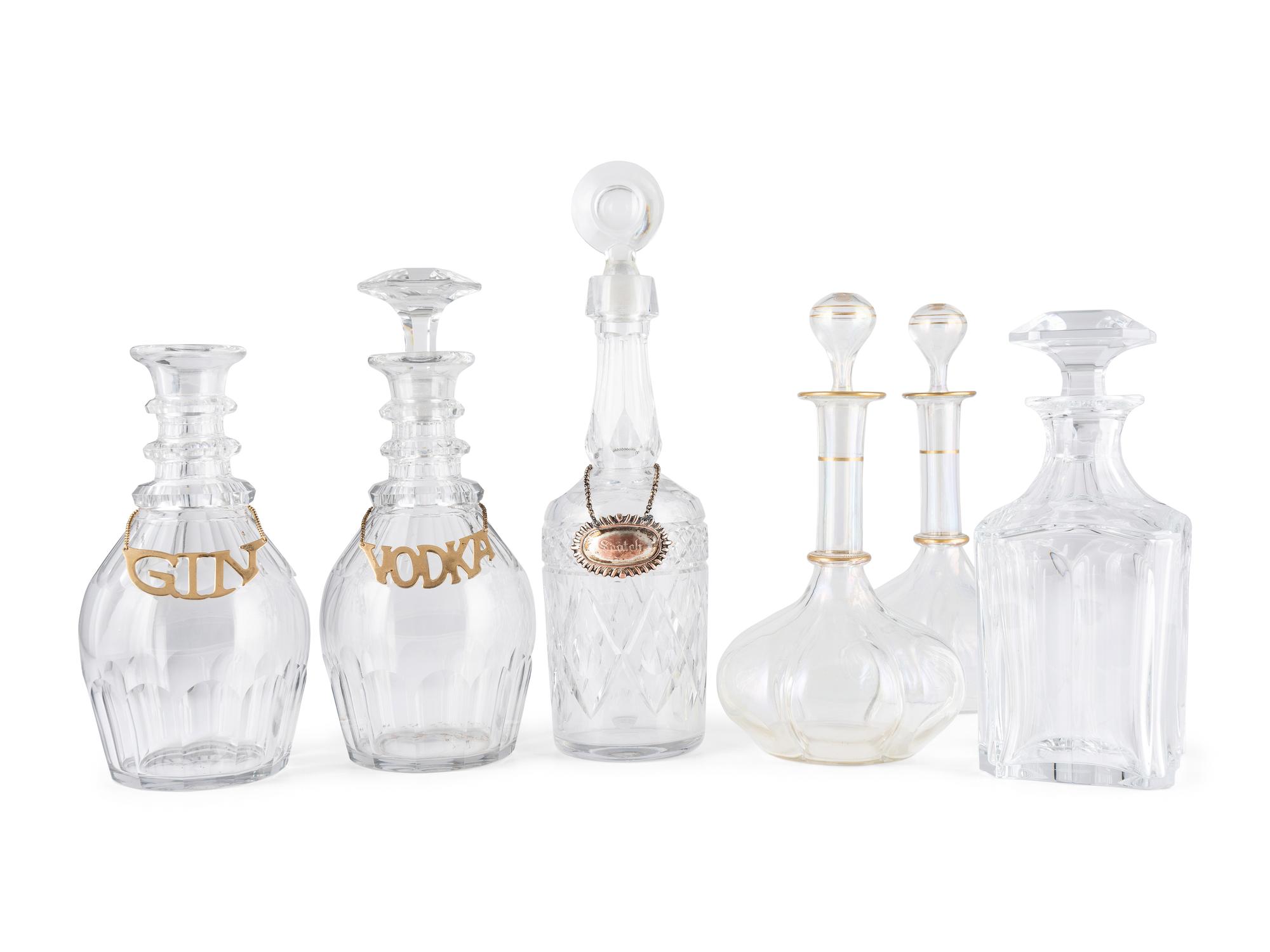 Six Glass Decanters