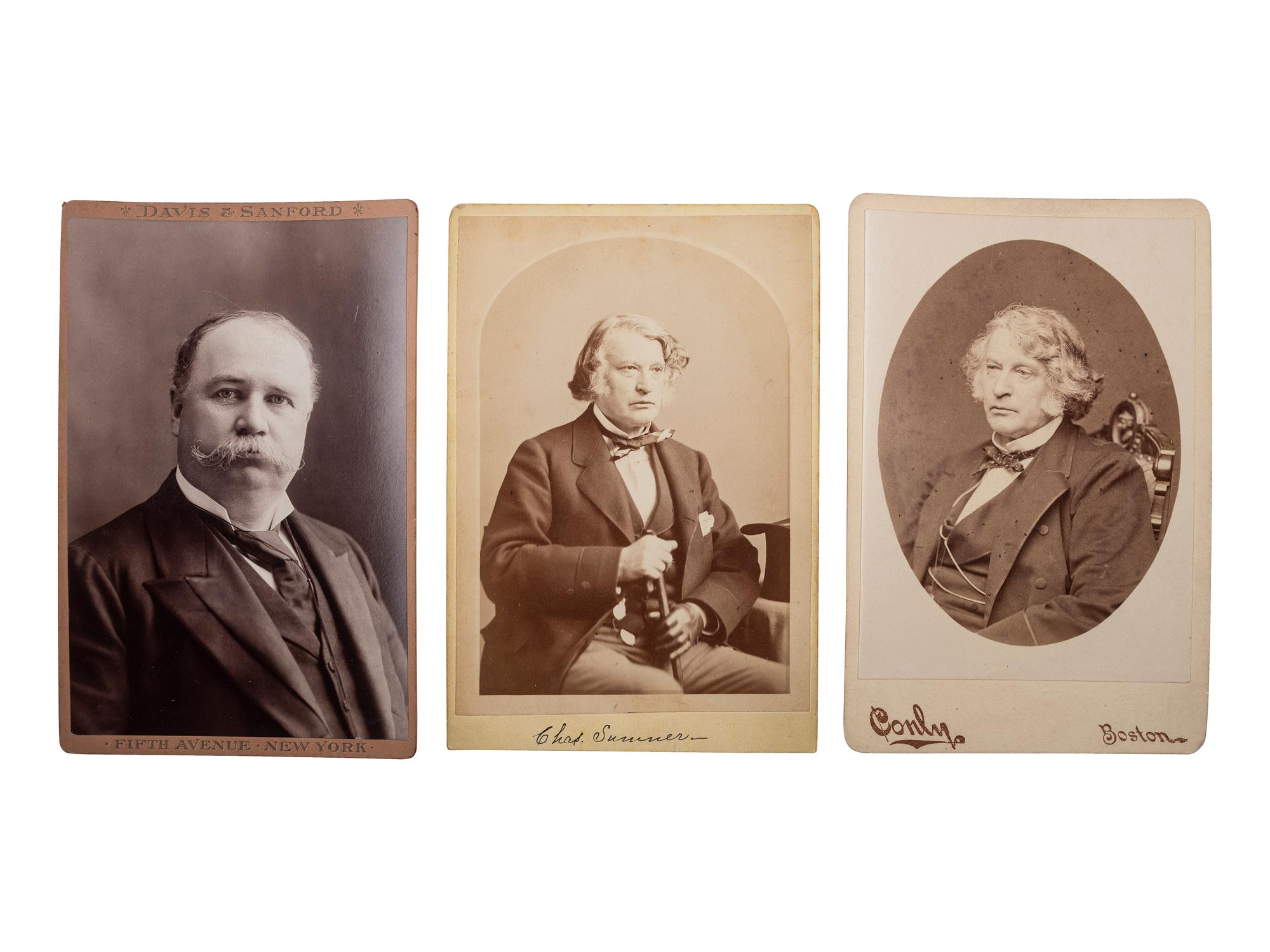 [POLITICS]. 6 cabinet cards of US Presidents and politicians incl. JOHNSON, GRANT, & SUMNER.