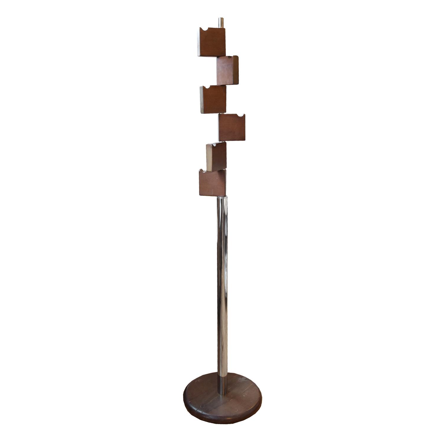 A Mid-Century Wood and Chrome Coat Rack 15" W x 15' D x 71" H — Italy, Mid-20th Century