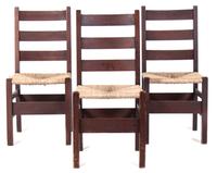 Three Mahogany Ladder Back Chairs Height 36 inches. — GUSTAV STICKLEY