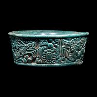 A Maya Green Fuchsite Bowl with Intricate Figures